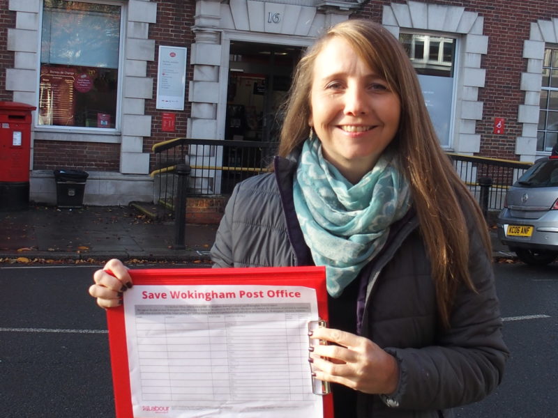 Rachel Burgess outside Wokingham Post Office