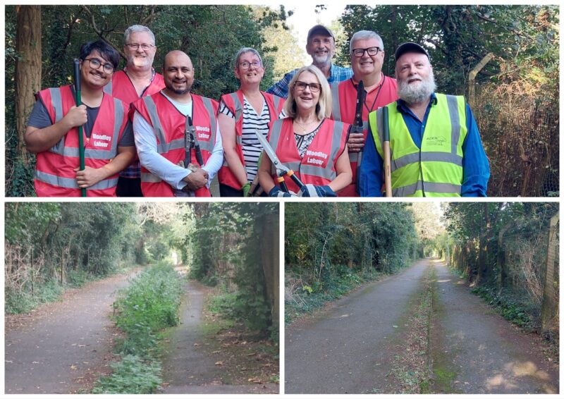In Seotember, Andy Croy and the team assembled to cut back grass and nettle and small branches that were impeding pedestrians and cyclists/