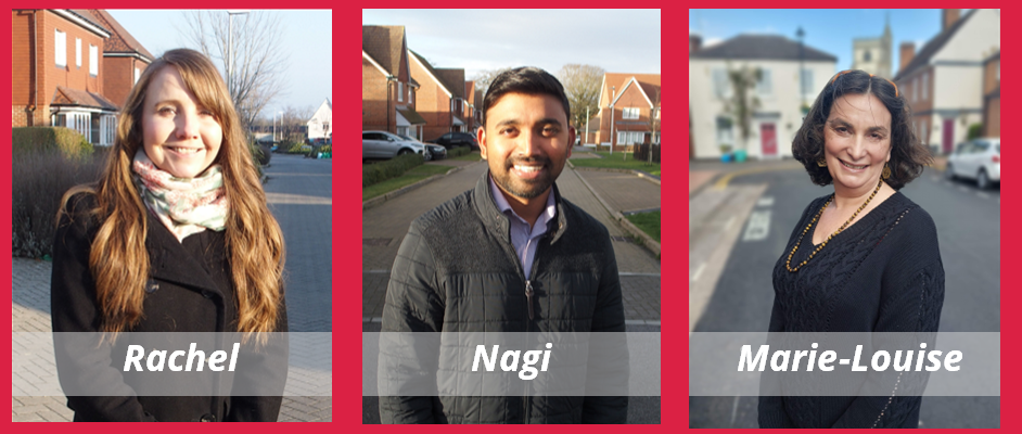 Labour candidates for Norreys ward in 2024 - Rachel, Nagi and Marie-Louise