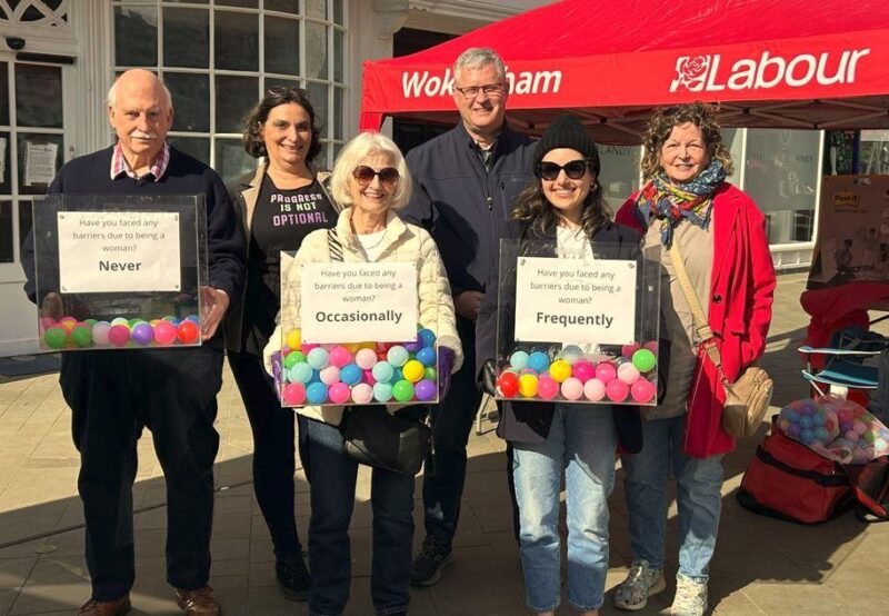 Members of Wokingham Labour with the final results of the straw poll.